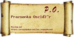 Prazsenka Oszlár névjegykártya